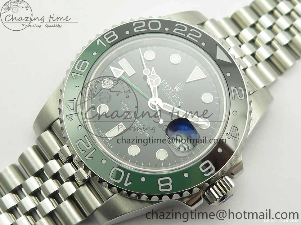 Best AAA Replica Sites GMT-Master Bezel Ceramic Black BPF Bracelet on Green Jubilee 126710 3347 SS Dial A II UrbanChic Black BLRO SS 1225